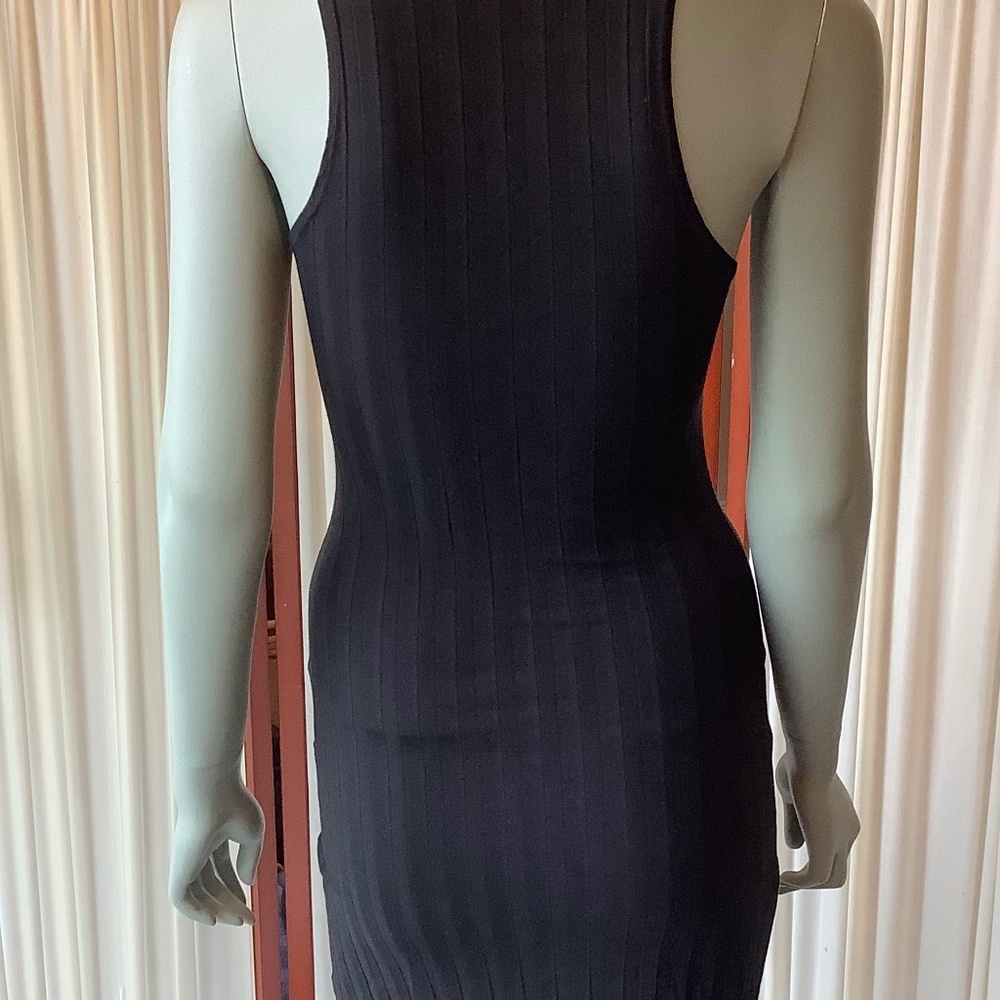 Reformation Dress Black Mel Ribbed Knit Sleeveless Bodycon Stretch Tank Small - Picture 4 of 8